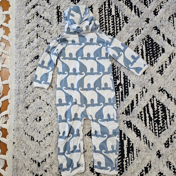 Milkbarn Baby Boy Blue Elephant Hooded Snap Closure Sleeper 12-18 Months - Picture 4 of 4